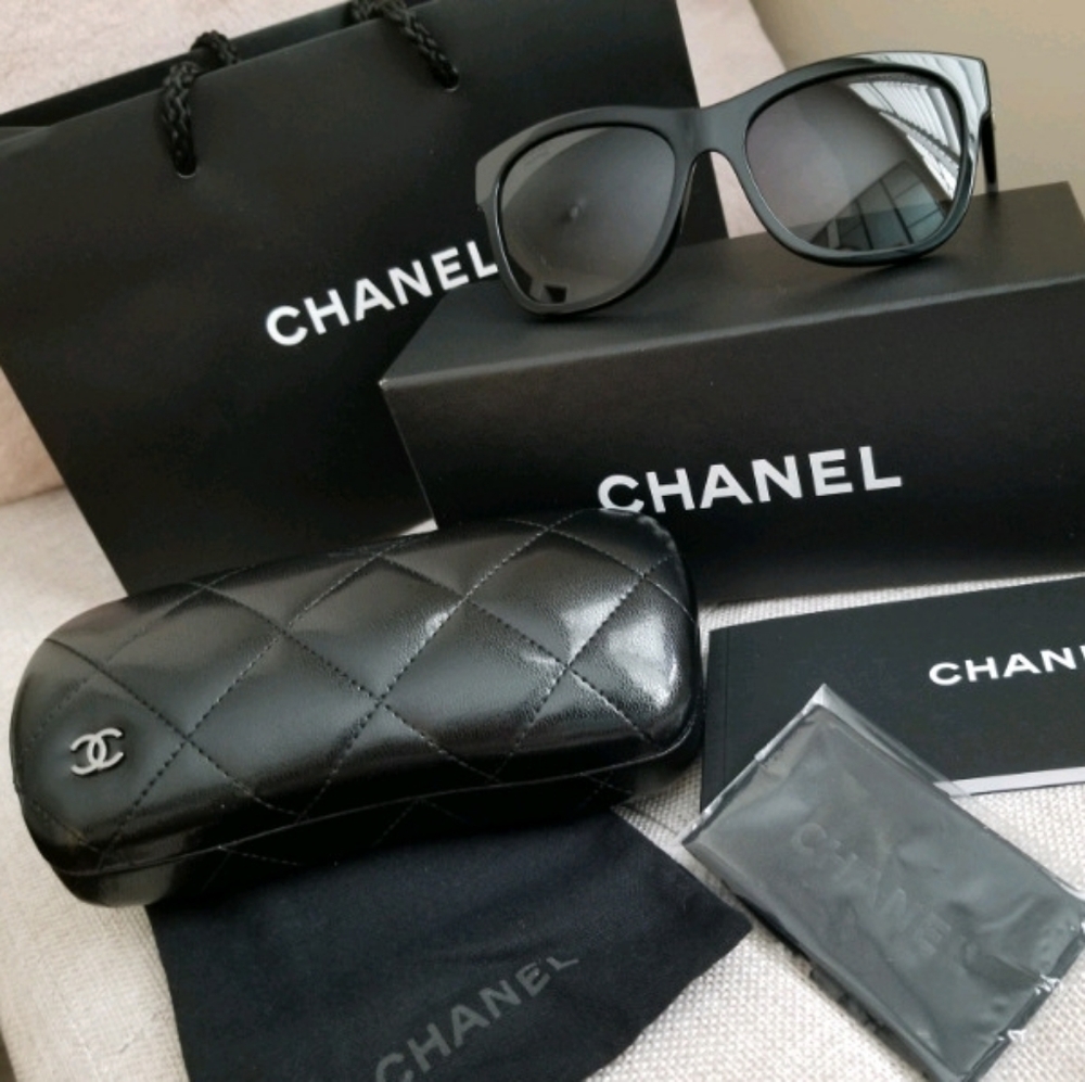 Chanel Square Sunglasses, Polarized Lenses, Black